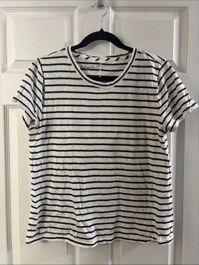 J. Crew Factory Black & White Striped Crewneck Tee